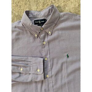 Ralph Lauren Blake Shirt Men Big Tall Size 2XL Purple, White Check Long Sleeve